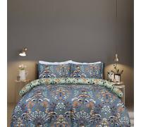 Smart Living Luxury Soft Reversible Folk Floral Duvet Cover & Pillowcases In Blue Blue Single