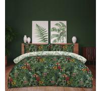 Smart Living Luxury Soft Reversible Forest Mushrooms Duvet Cover & Pillowcases In Green Green Single
