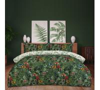 Sleepdown Forest Mushrooms Design Duvet Set, Super Soft Microfibre Bedding Set, Reversible, Button Fastening Single Duvet Cover (135 X 200 CM) with Pillowcase, Green