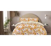 Smart Living Luxury Super Soft Reversible Bright Leaves Duvet Cover With Pillowcase In Natural Natural