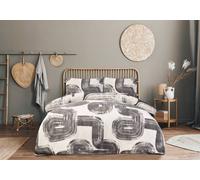 Smart Living Luxury Super Soft Reversible Elemental Geo Duvet Cover With Pillowcase In Black Black Double