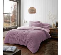 Smart Living Luxury Super Soft & Reversible Teddy Fleece Duvet Cover And Pillowcase In Dark Pink Dark Pink