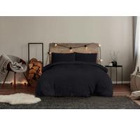 Smart Living Luxury Super Soft & Reversible Waffle Teddy Fleece Duvet Set- Black - Super King
