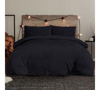 Smart Living Luxury Super Soft & Reversible Waffle Teddy Fleece Duvet Set in Black | Size: King Smart Living Black King