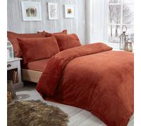 Smart Living Luxury Super Soft & Reversible Waffle Teddy Fleece Duvet Set in Burnt Orange | Size: Super King Smart Living Burnt Orange Super King