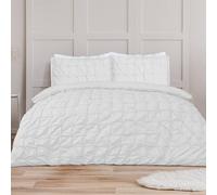 Smart Living Luxury Super Soft Stylish Rouched Pleat Duvet Cover With Pillowcases In White White