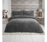 Smart Living Luxury Teddy Fleece Duvet Cover With Pillowcases In Charcoal Charcoal Single