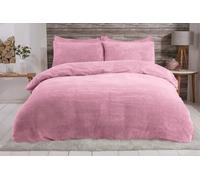 Smart Living Luxury Teddy Plain Duvet Cover & Pillowcase Set in Mauve | Size: King Smart Living Mauve King