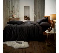 Smart Living Luxury Teddy Plain Duvet Cover & Pillowcase Set in Black | Size: King Smart Living Black King