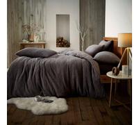 Smart Living Luxury Teddy Plain Duvet Cover & Pillowcase Set in Charcoal | Size: Double Smart Living Charcoal Double