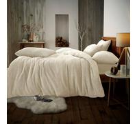 Smart Living Luxury Teddy Plain Duvet Cover & Pillowcase Set in Cream | Size: Single Smart Living Cream Single