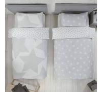 Smart Living Luxury Twin Pack Twin Pack Stars Reversible Duvet Set & Pillowcases In Grey Grey Double