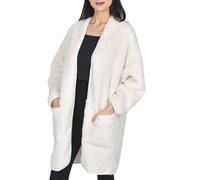 Smart Living Luxury Warm And Cosy Borg Bath Robe With Ribbed Placket In Cream Cream L/XL