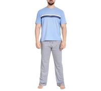 Smart Living Men's Polycotton Breathable Tee & Wide-Leg Bottom Pyjama Set | Size: 2XL Smart Living Multicolor 2XL