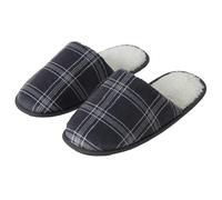 Smart Living Mens Printed Check Fleece Slipper - Charcoal - S