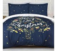 Smart Living Merry Christmas Sparkle Tree Duvet Cover With Pillowcases - Navy - Double (200cm x 200cm)