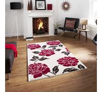 Smart Living Modern Thick Soft Carved Area Rug, Living Room Carpet, Kitchen Floor, Bedroom Soft Rugs 160Cm X 230Cm - Cream Red