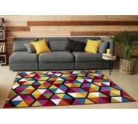Smart Living Modern Hand Carved Multicolour Soft Thick Area Rug - Hexagon In Yellow Yellow 60cm x 110cm