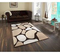 Smart Living Modern Hand Carved Multicolour Soft Thick Area Rug - Stone In Brown Brown 80cm x 150cm