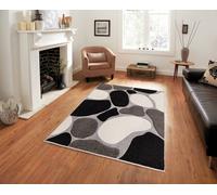 Smart Living Modern Hand Carved Multicolour Soft Thick Stone Area Rug - 60X220Cm - Grey Black