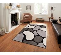 Smart Living Modern Hand Carved Multicolour Soft Thick Stone Area Rug - 60X110Cm - Black Grey