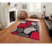 Smart Living Modern Hand Carved Multicolour Soft Thick Stone Area Rug - 60X220Cm - Black Red