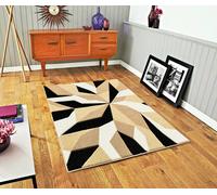 Smart Living Modern Thick Soft Carved Area Rug, Living Room Carpet, Kitchen Floor, Bedroom Soft Rugs 200Cm X 290Cm - Beige Black