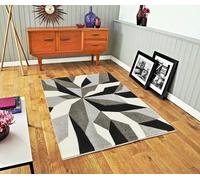 Smart Living Modern Thick Soft Carved Area Rug, Living Room Carpet, Kitchen Floor, Bedroom Soft Rugs 60Cm X 110Cm - Grey Black