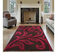Smart Living Modern Thick Soft Carved Area Rug, Living Room Carpet, Kitchen Floor, Bedroom Soft Rugs 60Cm X 220Cm - Brown Red