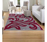 Smart Living Modern Thick Soft Carved Area Rug, Living Room Carpet, Kitchen Floor, Bedroom Soft Rugs 80Cm X 150Cm - Grey Red