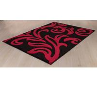 Smart Living Modern Thick Soft Carved Area Rug, Living Room Carpet, Kitchen Floor, Bedroom Soft Rugs 80Cm X 150Cm - Black Red