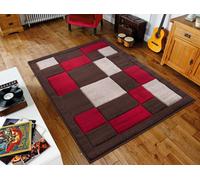 Smart Living Modern Thick Havana Carved Area Rug, Living Room Carpet, Kitchen Floor, Bedroom Soft Rugs 60Cm X 220Cm - Brown Red