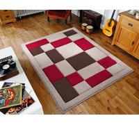 Smart Living Modern Thick Havana Carved Area Rug, Living Room Carpet, Kitchen Floor, Bedroom Soft Rugs 60Cm X 110Cm - Beige Red