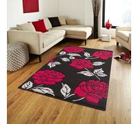 Smart Living Modern Thick Soft Carved Area Rug, Living Room Carpet, Kitchen Floor, Bedroom Soft Rugs 160Cm X 230Cm - Black Red