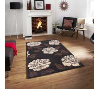 Smart Living Modern Thick Soft Carved Area Rug, Living Room Carpet, Kitchen Floor, Bedroom Soft Rugs 60 X 220Cm - Black Beige