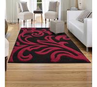Smart Living Modern Thick Soft Carved Area Rug, Living Room Carpet, Kitchen Floor, Bedroom Soft Rugs 60Cm X 220Cm - Black Red