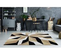 Smart Living Modern Thick Soft Carved Area Rug, Living Room Carpet, Kitchen Floor, Bedroom Soft Rugs 60Cm X 110Cm - Beige Black