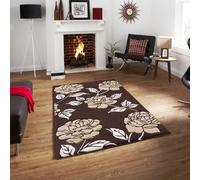 Smart Living Modern Thick Soft Carved Area Rug, Living Room Carpet, Kitchen Floor, Bedroom Soft Rugs 60 X 220Cm - Brown Beige