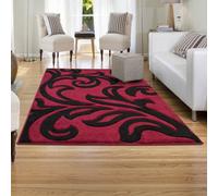Smart Living Modern Thick Soft Carved Area Rug, Living Room Carpet, Kitchen Floor, Bedroom Soft Rugs 60Cm X 110Cm - Red Black