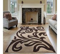 Smart Living Modern Thick Soft Carved Area Rug, Living Room Carpet, Kitchen Floor, Bedroom Soft Rugs 60Cm X 110Cm - Beige Brown