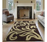 Smart Living Modern Thick Soft Carved Area Rug, Living Room Carpet, Kitchen Floor, Bedroom Soft Rugs 80Cm X 150Cm - Brown Green