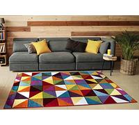 Smart Living Modern Thick Soft Quality Luxury Carved Floor Area Rugs Multi Geometric Triangle (60cm x 110cm (2ft x 3ft 7"))