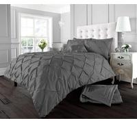 Smart Living Polycotton Pintuck Duvet Cover With Pillowcases In Charcoal Charcoal