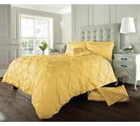 Smart Living Pintuck Duvet Cover With Pillowcases Polycotton Quilt Bedding Covers Pinch Pleated Comforter Cover Set - Ochre