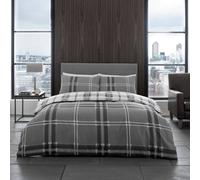 GAVENO CAVAILIA Bardsley Check Checked Design Duvet Cover Set (Grey, Double)