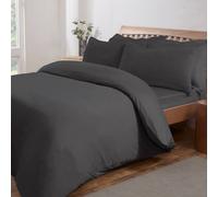 Smart Living Polycotton Jersey Melange Duvet Cover With Pillowcases In Charcoal Charcoal