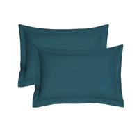 Smart Living Polycotton Oxford Pillowcases Pair 48X74Cm Flanged Bedding In Teal Teal Standard Pillow Case