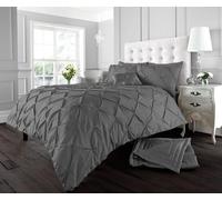 Smart Living Polycotton Pintuck Duvet Cover With Pillowcases in Charcoal | Size: Single Smart Living Charcoal Single