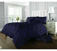 Smart Living Polycotton Pintuck Duvet Cover With Pillowcases In Navy Navy