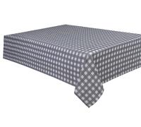 Sleepdown Gingham Printed Decorative 100% Cotton Half Panama Table Cloth for Dining Table - Durable Stain Resistant Table Cover - Grey - 137cm x 229cm